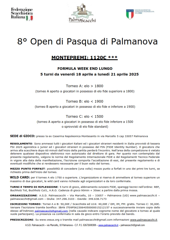Open di Pasqua a Palmanova